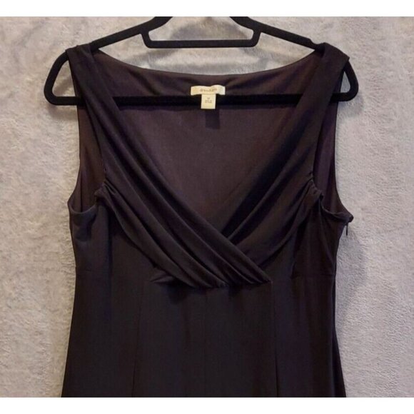 Dressbarn Womens 12 MidiDress Black V Neck Fit Flare Career Stretchy  Date Party - Picture 3 of 9